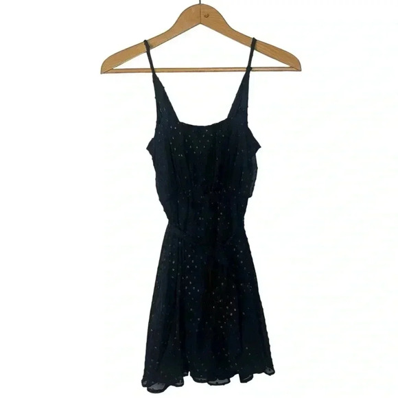 Black Low Back Polka Dot Spaghetti Strap V Neck Micro Mini Evening Size 7 - Picture 8 of 8